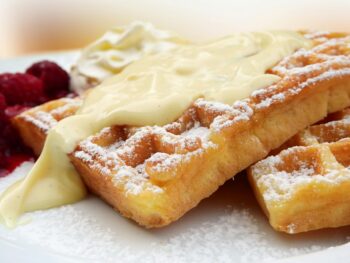 waffles with cream