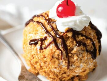 close up shot of a fried ice cream