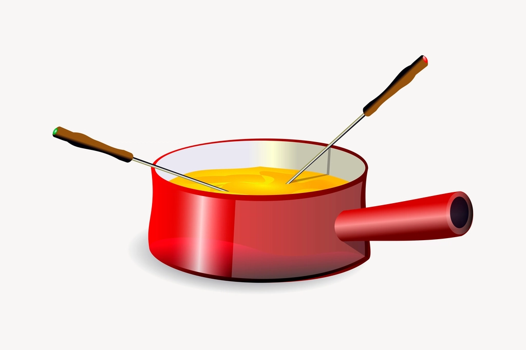 Fondue pot clipart, food illustration