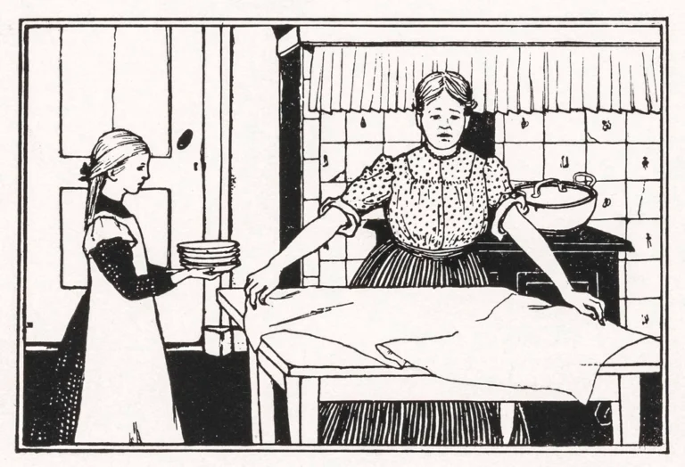 Mom and daughter doing housework