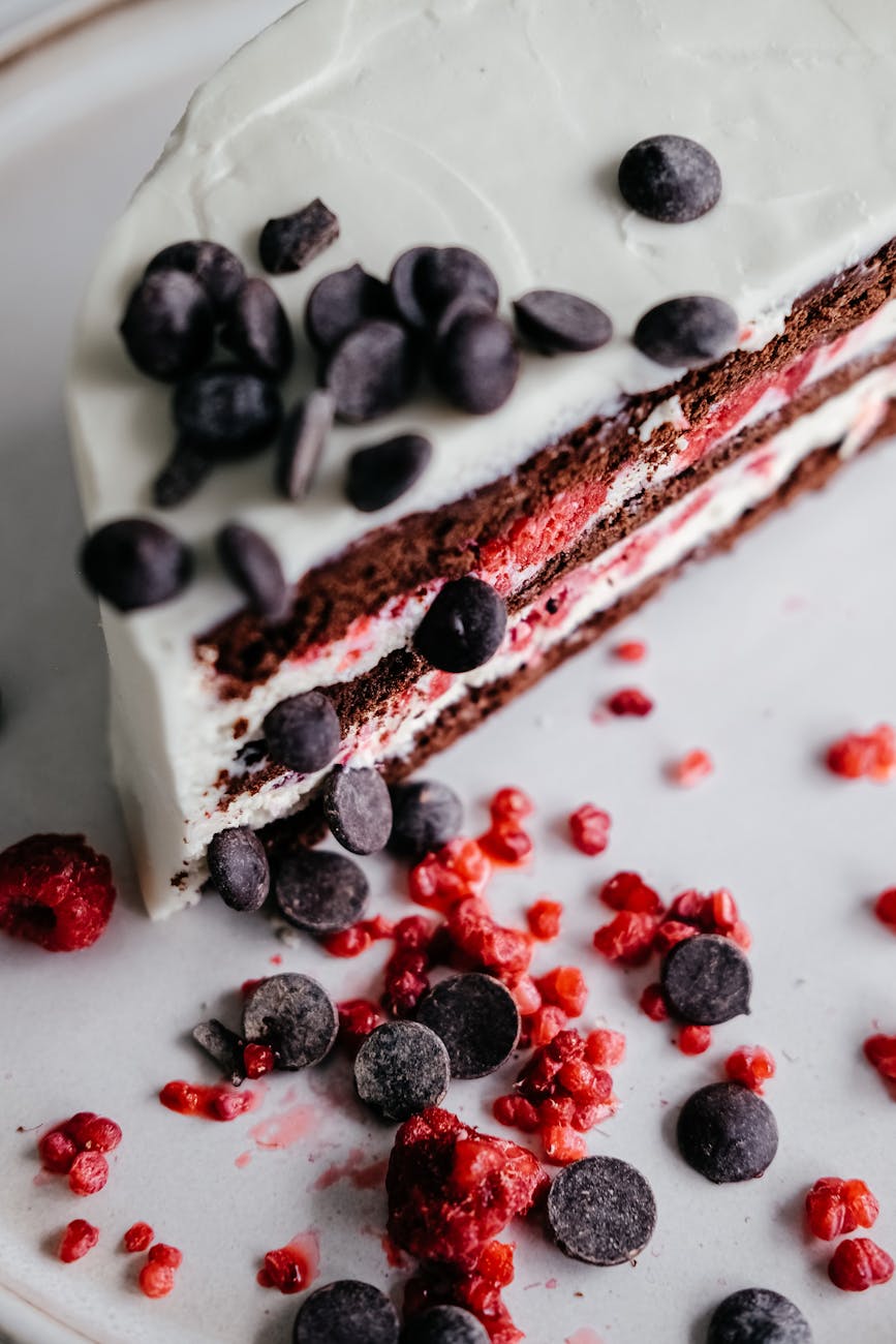 half of a raspberry cake