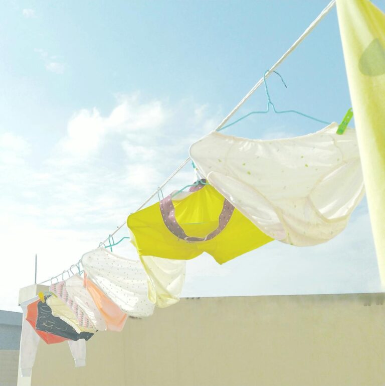 photo of underwear hanging on clothes line