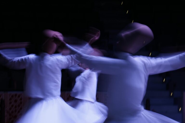 dynamic motion of whirling dervishes in sufi dance