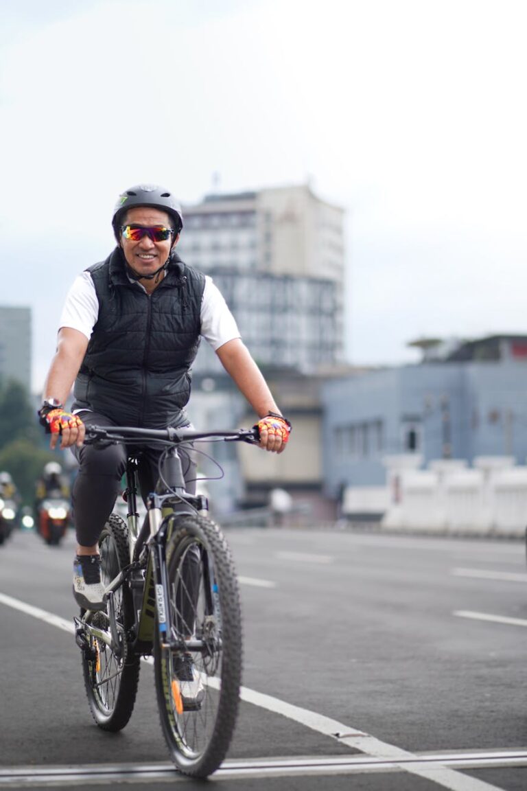 cyclist enjoys urban ride in west java