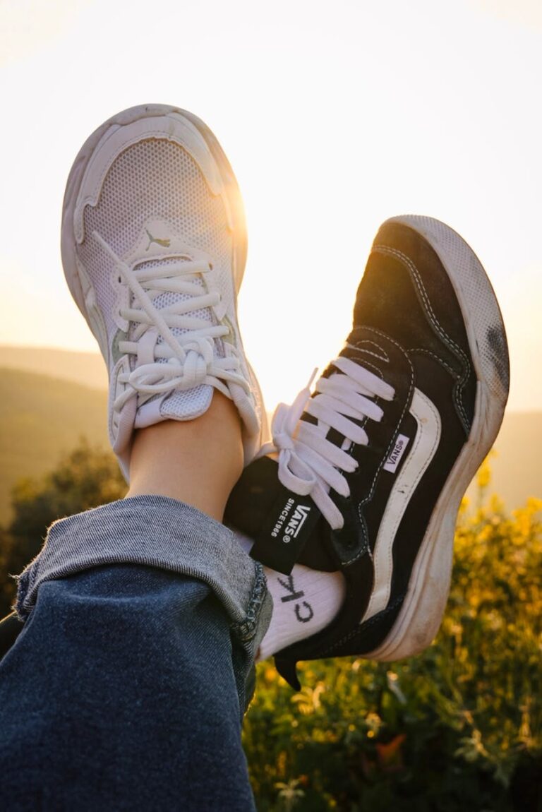 casual style display with sneakers outdoors