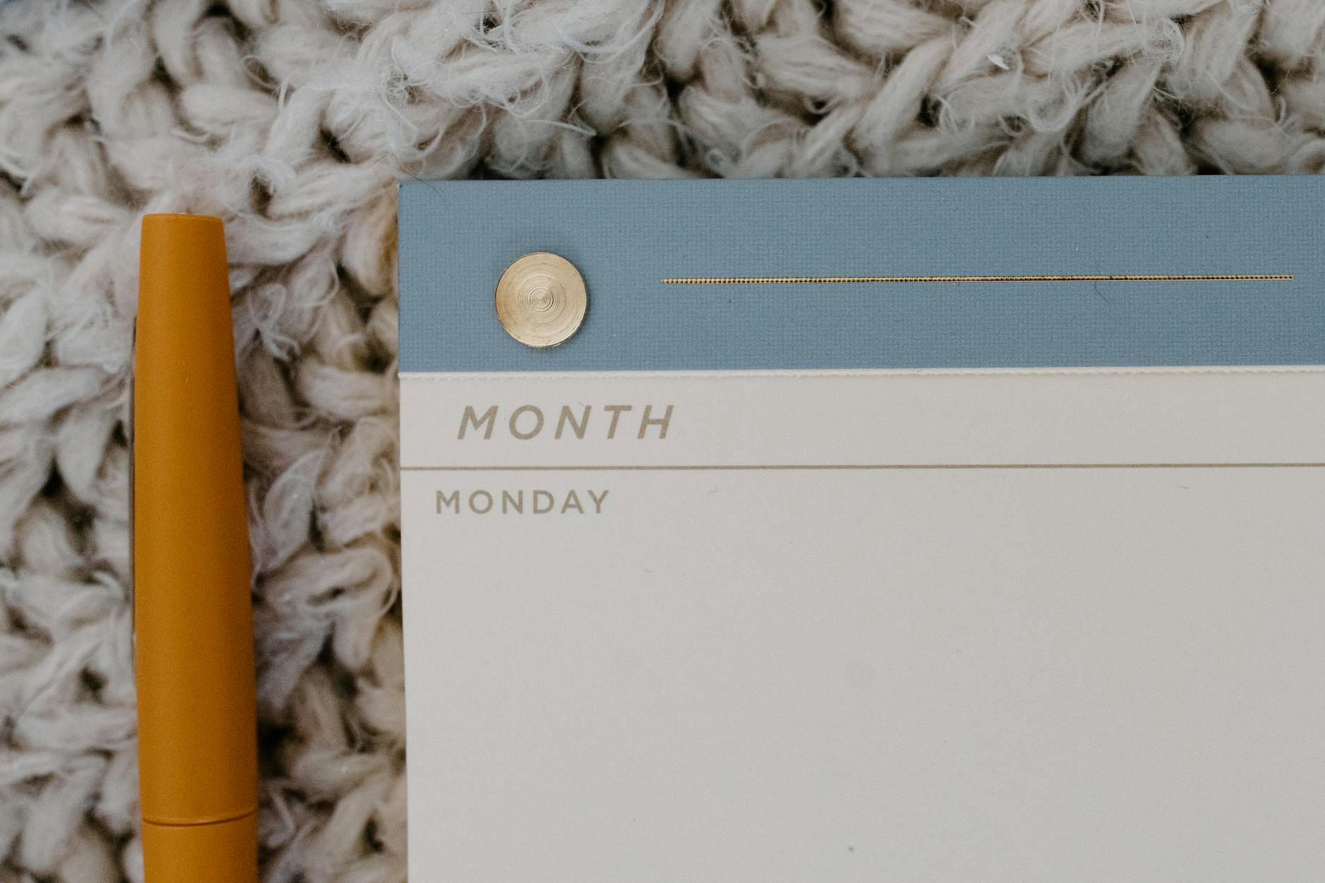 close up of a daily planner