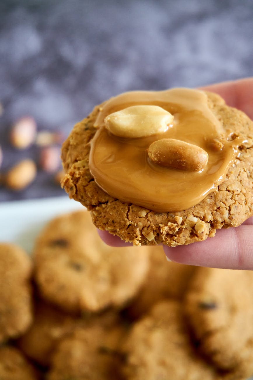 close up photo of peanut butter cookie