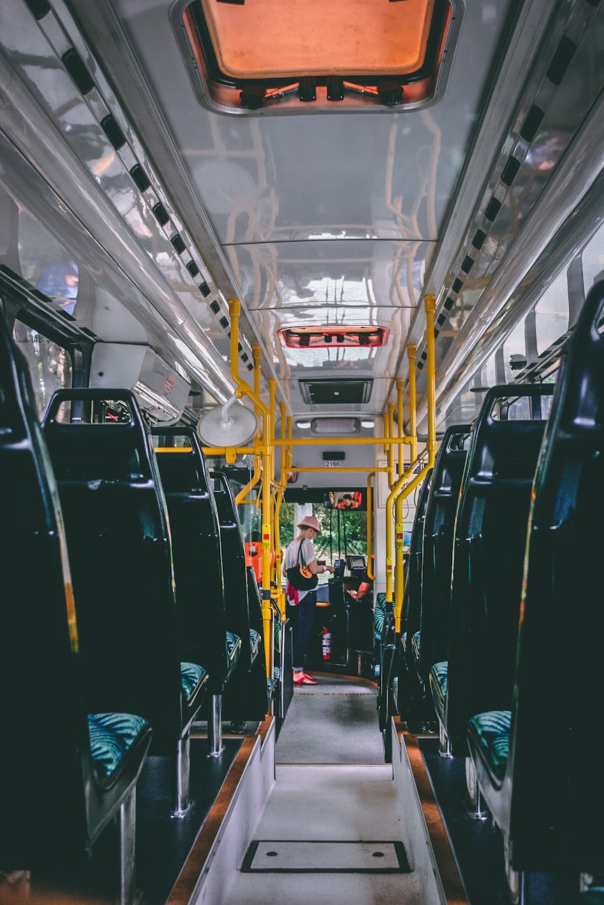 woman standing in bus