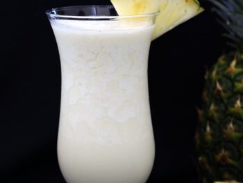 close up of a glass of pina colada