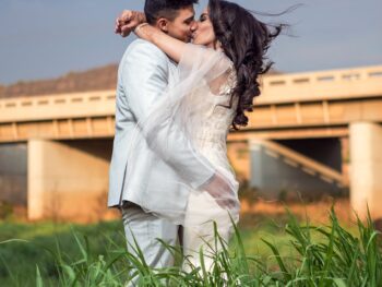 man and woman kissing