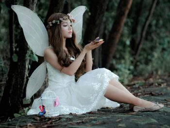 beautiful fairy in white dress