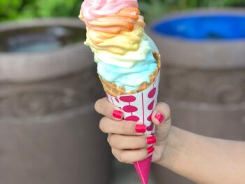 selective focus photography of person holding ice cream