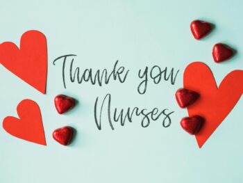 gratitude message for nurses with red hearts